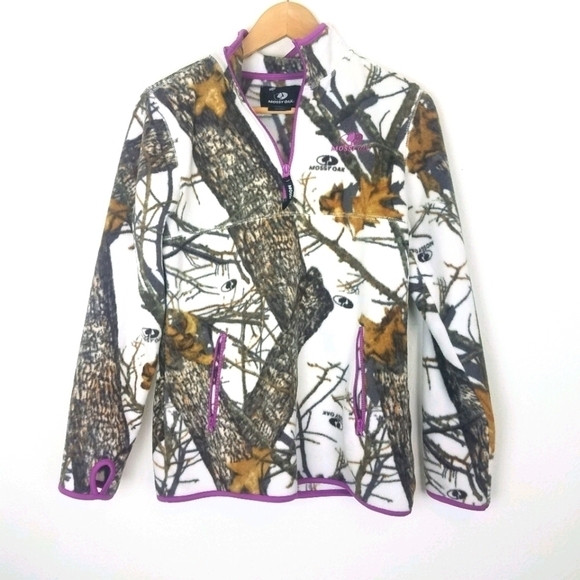 Mossy Oak Jackets & Blazers - Mossy Oak Size S Camouflauge Pink Trim Womens S Fleece 1/4 Zip Fleece Pullover